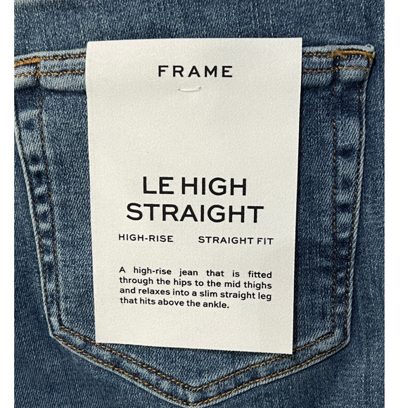 FRAME WOMENS 34 LE HIGH-RISE STRAIGHT FIT ANKLE JEANS BESTIA MEDIUM BLUE DENIM - Picture 4 of 12